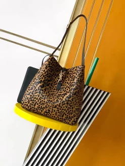 SAINT LAURENT Shoulder Bags Leather (Leopard-Gold) 30X31X13CM G10202608080610