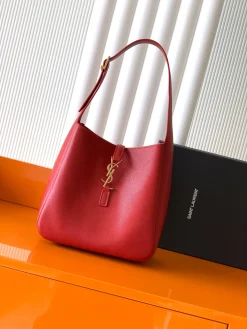 SAINT LAURENT Shoulder Bags Leather (Red-Gold) 23X22X8CM E50202608081406