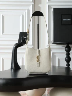 SAINT LAURENT Shoulder Bags Leather (White-Gold) 15X16X7CM D70202608080760