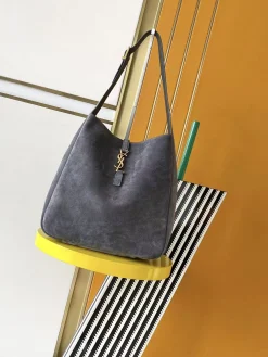 SAINT LAURENT Shoulder Bags Matte Leather (Gray-Gold) 30X31X13CM G20202608080491