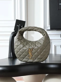 SAINT LAURENT Shoulder Bags Nappa Lambskin (Gray-Gold) 17_30CMX18X4CM D80202608080773