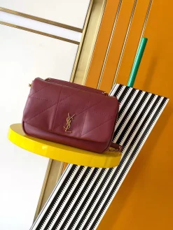 SAINT LAURENT Shoulder Bags Nappa Leather (Burgundy-Gold) 26X15X7CM F60202608080386