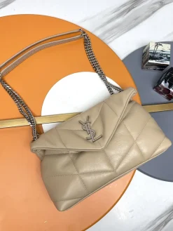 SAINT LAURENT Shoulder Bags Quilted Lambskin (Beige-Silver) 29CM E30202608082505