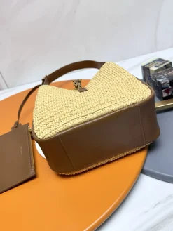 Alternative view of SAINT LAURENT Shoulder Bags Raffia Leather (Beige-Brown) 22X22X10CM E30202608082577