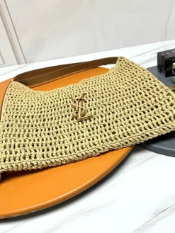 Alternative view of SAINT LAURENT Shoulder Bags Raffia Leather (Beige-Gold) 37X40X3CM E30202608082587