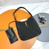 SAINT LAURENT Shoulder Bags Raffia Leather (Black-Gold) 22X22X10CM E30202608082578