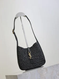 Alternative view of SAINT LAURENT Shoulder Bags Raffia Woven (Black-Gold) 15X16X7CM D80202608081430