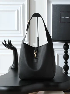 SAINT LAURENT Shoulder Bags Smooth Leather (Black-Gold) 30X31X13CM F30202608080736