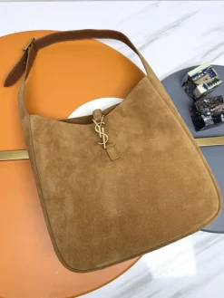 SAINT LAURENT Shoulder Bags Smooth Leather (Brown-Gold) 30X31X13CM E70202608082352