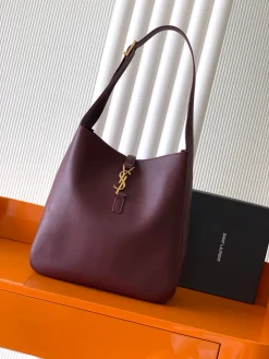 SAINT LAURENT Shoulder Bags Smooth Leather (Burgundy-Gold) 30X31X13CM F60202608081399
