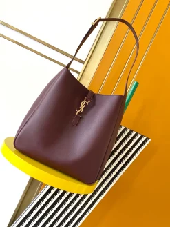 SAINT LAURENT Shoulder Bags Smooth Leather (Burgundy-Gold) 30X31X13CM F80202608080601