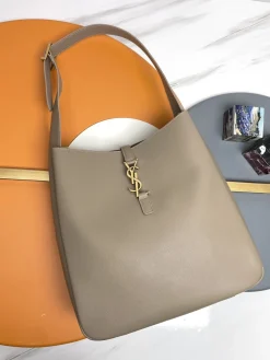 SAINT LAURENT Shoulder Bags Smooth Leather (Taupe-Gold) 30X31X13CM E50202608082366