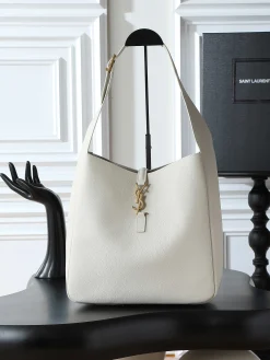 SAINT LAURENT Shoulder Bags Smooth Leather (White-Gold) 30X31X13CM F30202608080738