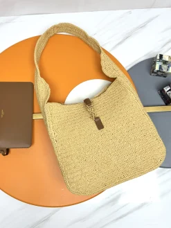SAINT LAURENT Shoulder Bags Straw (Beige-Brown) 30X31X13CM E30202608080301