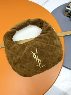 SAINT LAURENT Shoulder Bags Suede (Brown-Gold) 17X18X4CM D50202608082402
