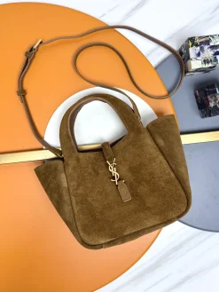 SAINT LAURENT Shoulder Bags Suede (Brown-Gold) 18X15X13CM D70202608082436