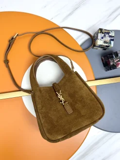Alternative view of SAINT LAURENT Shoulder Bags Suede (Brown-Gold) 18X15X13CM D70202608082436