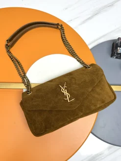 SAINT LAURENT Shoulder Bags Suede (Brown-Gold) 26X14X7CM E30202608082213