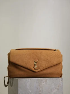 SAINT LAURENT Shoulder Bags Suede (Brown-Gold) 38X21X10CM G30202608081485