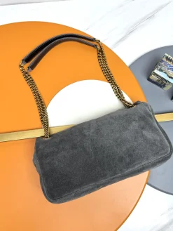 Alternative view of SAINT LAURENT Shoulder Bags Suede (Gray-Gold) 26X14X7CM E30202608082212