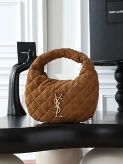 SAINT LAURENT Shoulder Bags Suede Leather (Brown-Gold) 17X30X18X4CM D80202608080775