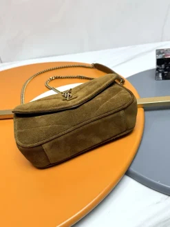 Alternative view of SAINT LAURENT Shoulder Bags Suede Leather (Brown-Gold) 20X12X6CM E10202608082592