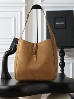 SAINT LAURENT Shoulder Bags Suede Leather (Brown-Gold) 30X31X13CM F30202608080743