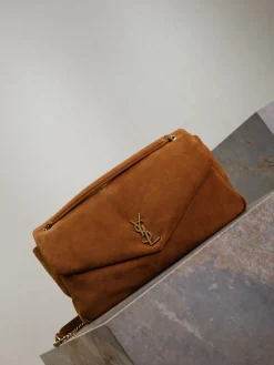 Alternative view of SAINT LAURENT Shoulder Bags Suede Leather (Brown-Gold) 38X21X10CM F30202608081486