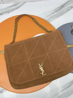 SAINT LAURENT Shoulder Bags Suede Leather (Brown-Gold) 43X29X9CM G20202608082408