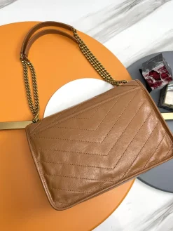 Alternative view of SAINT LAURENT Shoulder Bags Waxed Calfskin (Brown-Gold) 22X16X7CM D70202608082542