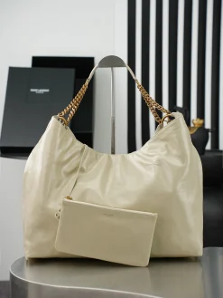 SAINT LAURENT Shoulder Bags Waxed Calfskin (Cream-Gold) 41X35X15CM F50202608080800