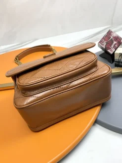 Alternative view of SAINT LAURENT Shoulder Bags Waxed Calfskin Leather (Brown-Gold) 28X8X20CM D30202608082532