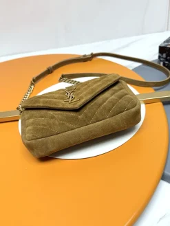 Alternative view of SAINT LAURENT Shoulder Bags Waxed Leather (Brown-Gold) 20X13X3CM D80202608082276