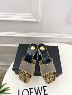 SAINT LAURENT Slides Mesh & Snake Leather EU35-39 B60202608032707