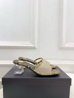 Alternative view of SAINT LAURENT Slides Mesh & Snake Leather EU35-39 B60202608032707