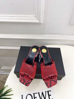 SAINT LAURENT Slides Mesh & Snakeskin EU35-39 B60202608032709