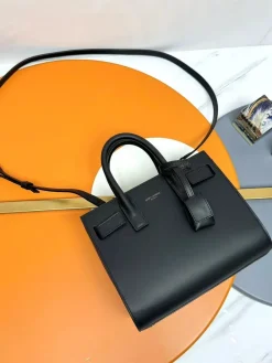 SAINT LAURENT Top Handle Bags Calfskin Leather (Black) 22X18X11CM F30202608082629