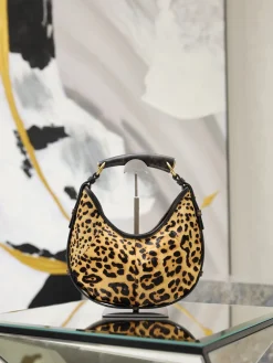 SAINT LAURENT Top Handle Bags Leather (Leopard Print-Black-Gold) 20X15X3CM E30202608081483