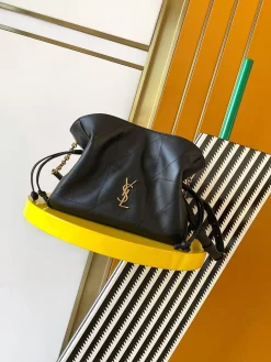 SAINT LAURENT Totes Bags Black Lambskin (Black-Gold) 26X18X11CM F30202608080475