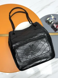 SAINT LAURENT Totes Bags Calfskin Leather (Black) 25X30X8-12CM E30202608082274