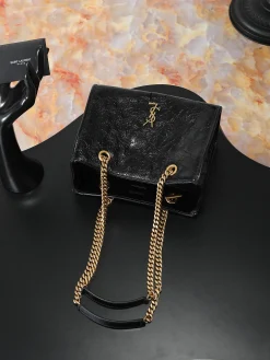 Alternative view of SAINT LAURENT Totes Bags Calfskin Leather (Black-Gold) 25X19X10CM D90202608080798