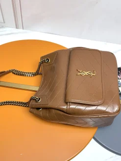 Alternative view of SAINT LAURENT Totes Bags Calfskin Leather (Brown-Gold) 25X30X8-12CM E30202608082272