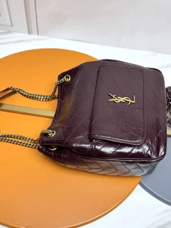 Alternative view of SAINT LAURENT Totes Bags Calfskin Leather (Burgundy-Gold) 25X30X8-12CM E30202608082271
