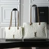 SAINT LAURENT Totes Bags Calfskin Leather (White-Gold) 33X27X14CM E50202608080793