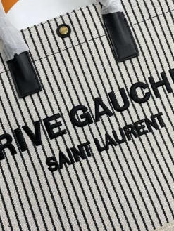 Alternative view of SAINT LAURENT Totes Bags Cotton Linen (Black-White) 48X36X16CM D70202608082266