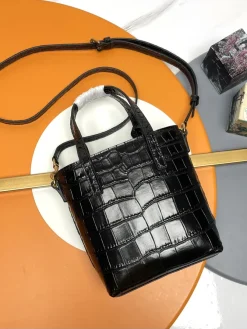 Alternative view of SAINT LAURENT Totes Bags Crocodile Leather (Black-Gold) 18X17X8CM D70202608082023