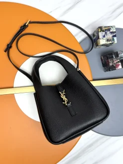 Alternative view of SAINT LAURENT Totes Bags Deerskin Leather (Black-Gold) 18X15X13CM D70202608082440