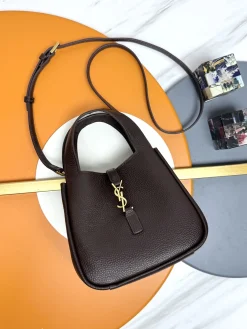 Alternative view of SAINT LAURENT Totes Bags Deerskin Leather (Brown-Gold) 18x15x13cm D70202608082437