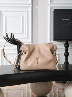 SAINT LAURENT Totes Bags Lamb Leather (Beige-Gold) 26X18X11CM E30202608080887