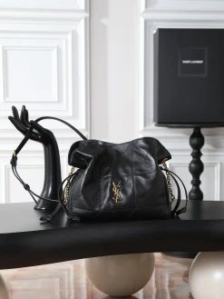 SAINT LAURENT Totes Bags Lamb Leather (Black-Gold) 26X18X11CM E30202608080885